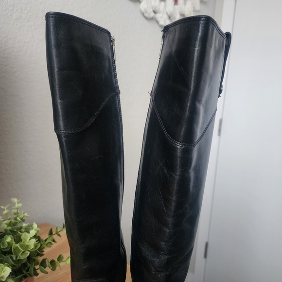 Frye Tab Tall Melissa Pull On Black Leather Riding Boots Size 7 Outdoor Casual - Picture 9 of 13